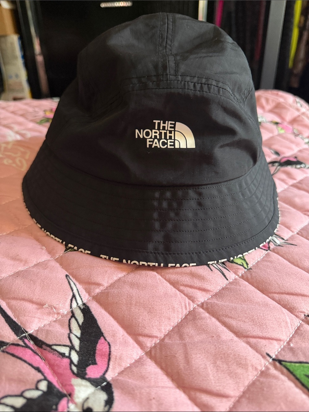 The North Face Black Bucket Hat with White Logo